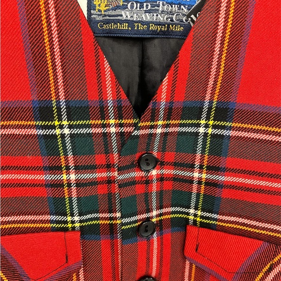 Edinburgh Pure New Wool Old Town Weaving Company Red Tartan Vest Waistcoat 4 Kid - Picture 3 of 10